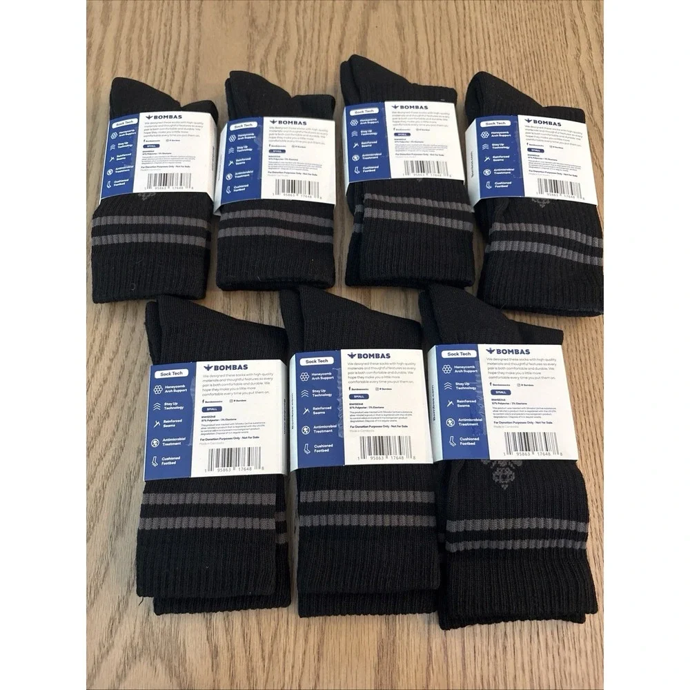 New 14Pairs Bombas Black Ankle Socks Small (Fits Youth Sizes 9-4) (Womens 4-7.5)